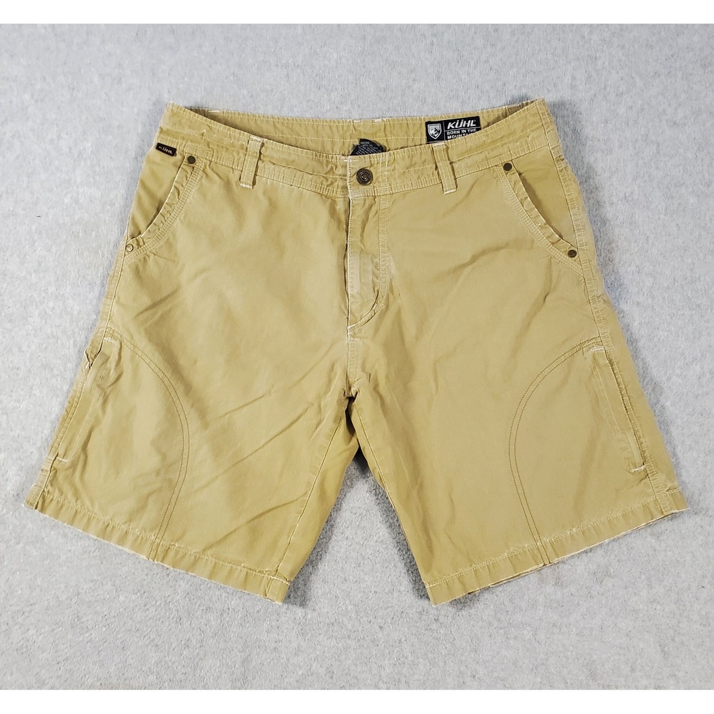 Kuhl Ramblr Shorts Mens 36 Khaki Tan Cargo Hiking Outdoor Cotton Blend 10" Ins